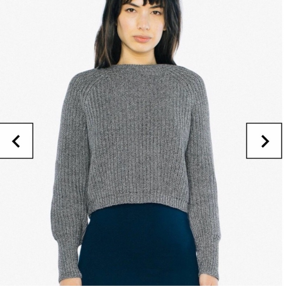 American Apparel Cropped fisherman Sweater - grey (large - but fits small)